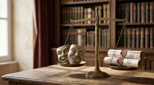 Balance symbolique représentant l'équilibre entre protection des droits d'auteur et liberté de création parodique