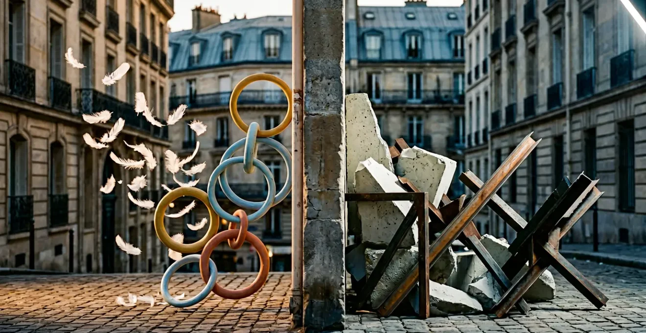 Contraste entre deux approches de protestation sociale, illustré par une composition symbolique et métaphorique