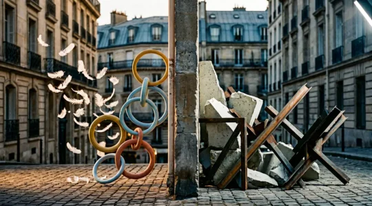 Contraste entre deux approches de protestation sociale, illustré par une composition symbolique et métaphorique