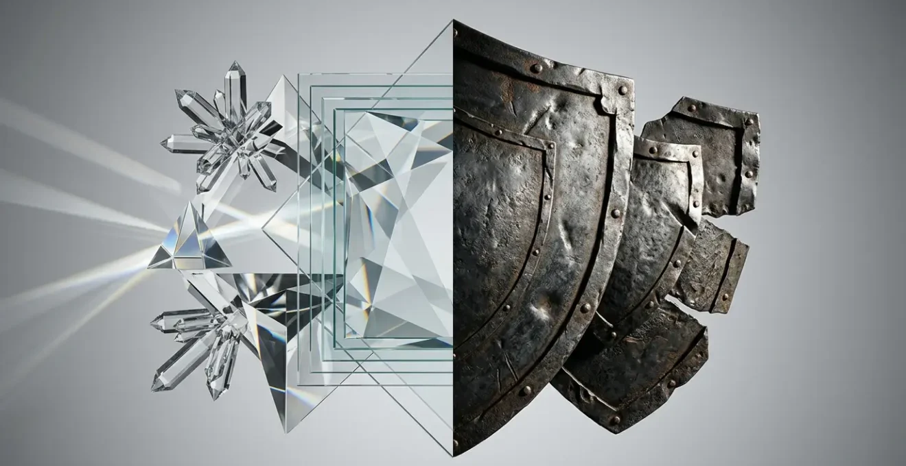 Représentation visuelle d'un concept de dualité entre intelligence et protection émotionnelle à travers l'ironie