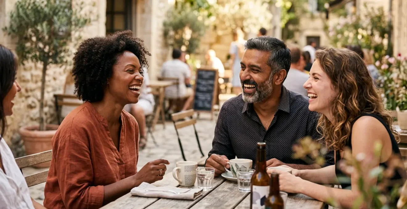 Moment de rire partagé et de connexion émotionnelle entre plusieurs personnes
